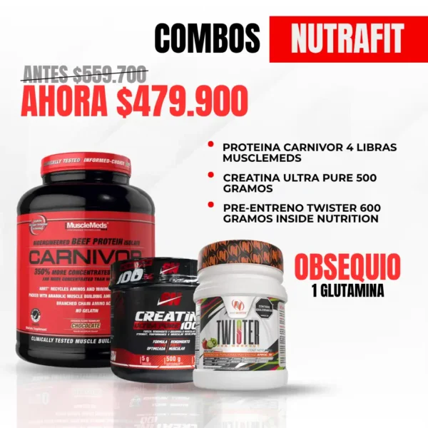 Combo Carnivor + Creatina Ultra Pure + Pre- Entreno Twister
