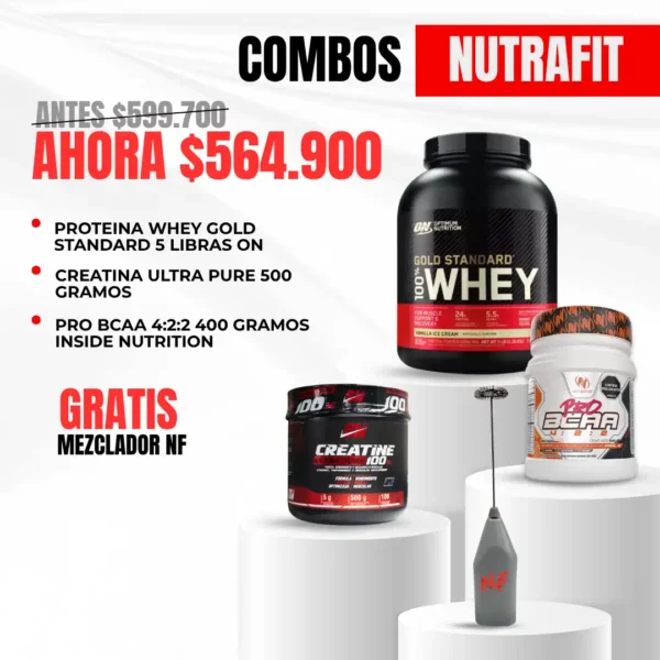 Combo Whey Gold Standard + Creatina Ultra Pure + Pro Bcaa