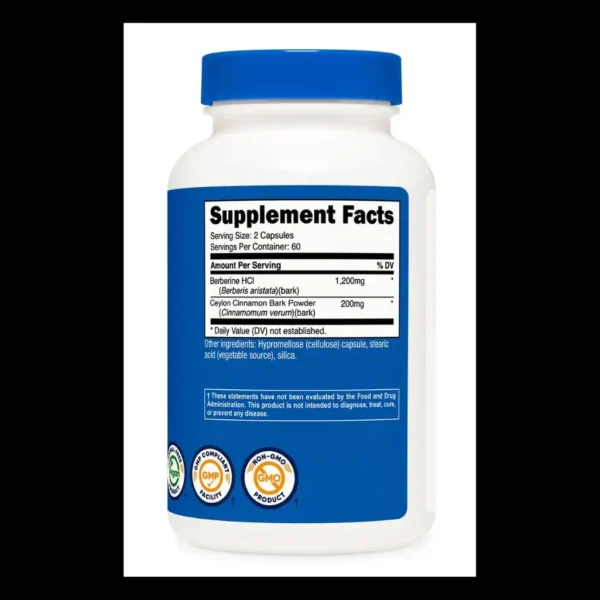 Berberina HCL 1200 Mg 120 Cápsulas Nutricost - Imagen 2