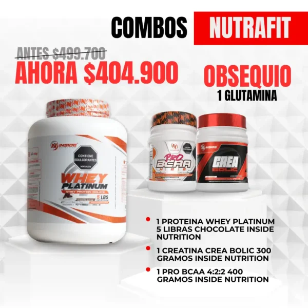 Combo Whey Platinum Isolate + Crea Bolic + Pro Bcaa 4:2:2 Inside Nutrition