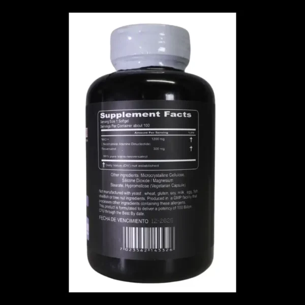 Resveratrol + NAD 1500 Mg 100 Cápsulas Premium Dietary Supplement - Imagen 2
