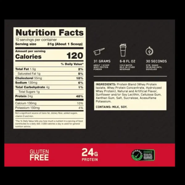Proteína Whey Gold Standard 10 Servicios ON - Imagen 2