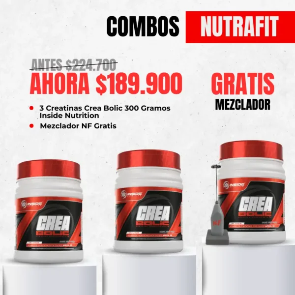 Combo 3 Crea Bolic Inside Nutrition + Mezclador NF Gratis
