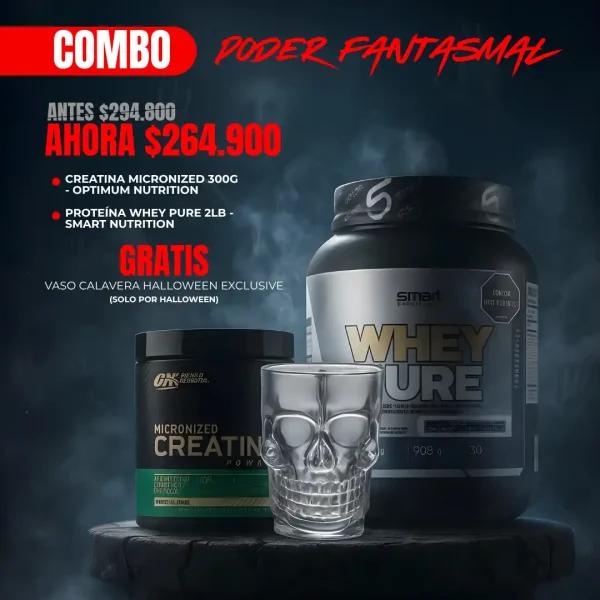 Combo Creatina Micronized + Whey Pure + Vaso Calavera
