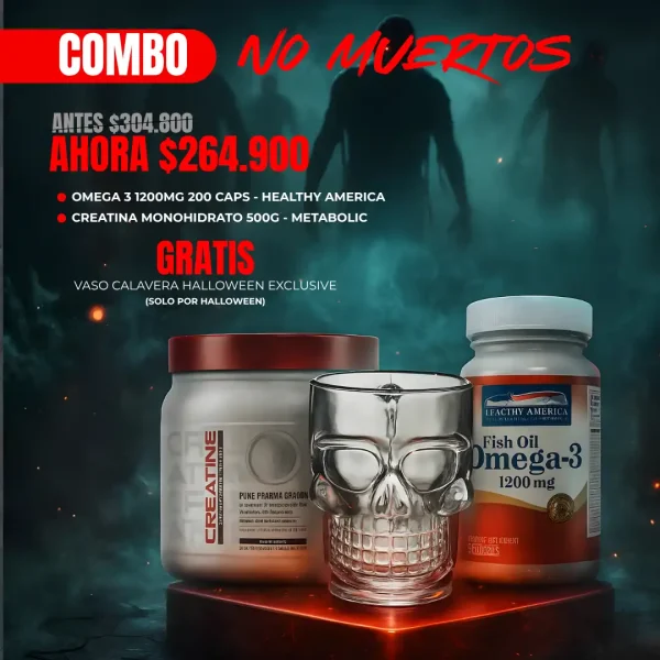 Combo Omega 3 + Creatina Monohidratada + Vaso Calavera