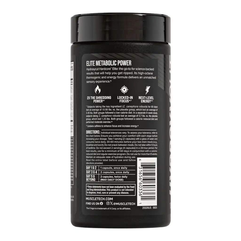 Hydroxycut Hardcore Elite 100 Capsulas - Quema Grasa - Imagen 5