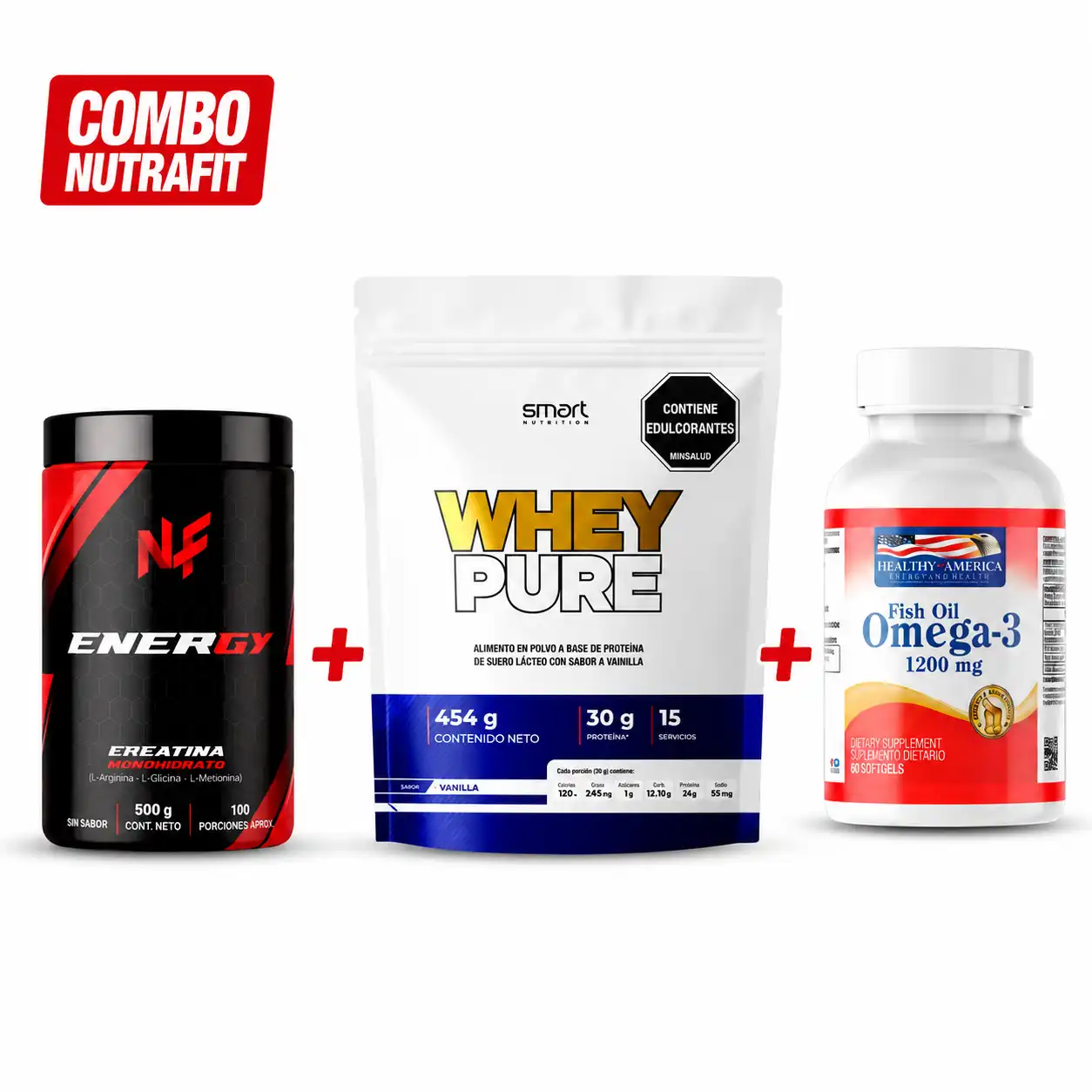 Combo Creatina Energy + Whey pure + Omega 3