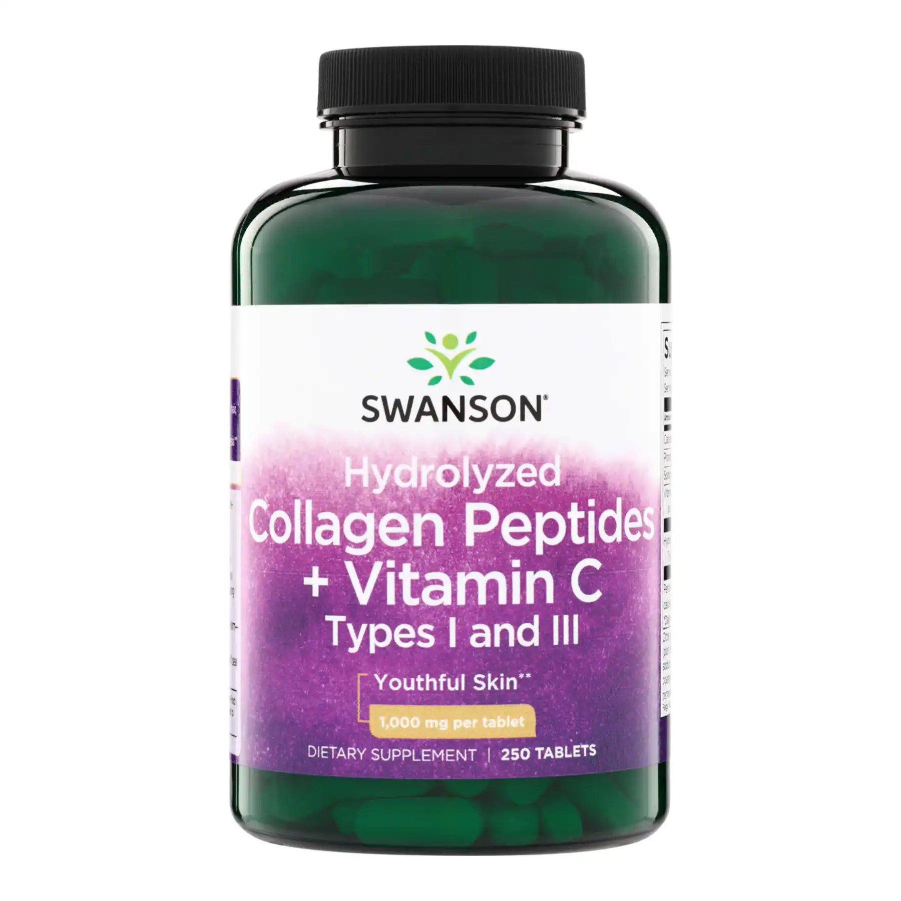 Péptidos de colágeno hidrolizado + Vitamina C tipos I y III 250 Tab Swanson