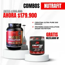 Combo-Mass-Evolution-+-Creatina-Ultra-Pure-+-Mezclador-NF