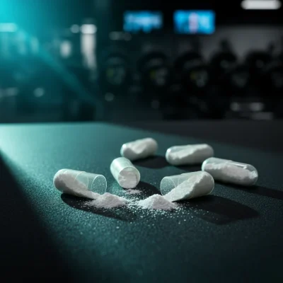 NAC N-Acetil Cisteína 600 mg: para qué sirve y beneficios reales en el gym capsulas de pastillas blancas en el banco de un gimancio imagen que muestra capsulas transparentes del suplemento